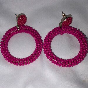 Source Unknown Fuchsia Beaded Earrings